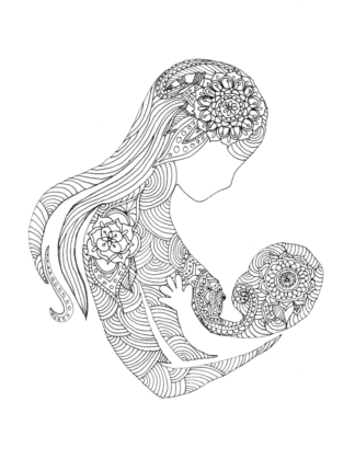 Perfect Latch - Breastfeeding Coloring Page