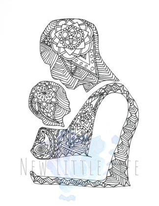 Baby Wearing Dad - Coloring Page